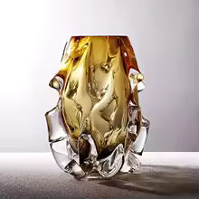 Luxury Crystal Glass Vase with Gold Base