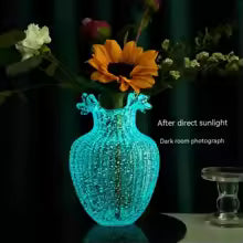 Luminous Glass Vase for Home Decoration
