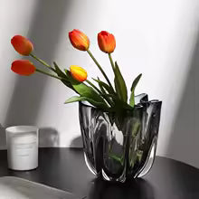 Modern Crystal Glass Vase with Gold Accent