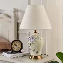 Modern Ceramic Table Lamp with Bird & Flower Design