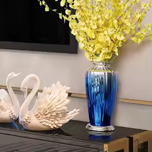 Luxury Sapphire Glass Vase with Lid