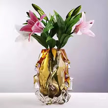 Luxury Crystal Glass Vase with Gold Base