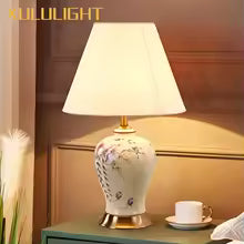 Modern Ceramic Table Lamp with Bird & Flower Design